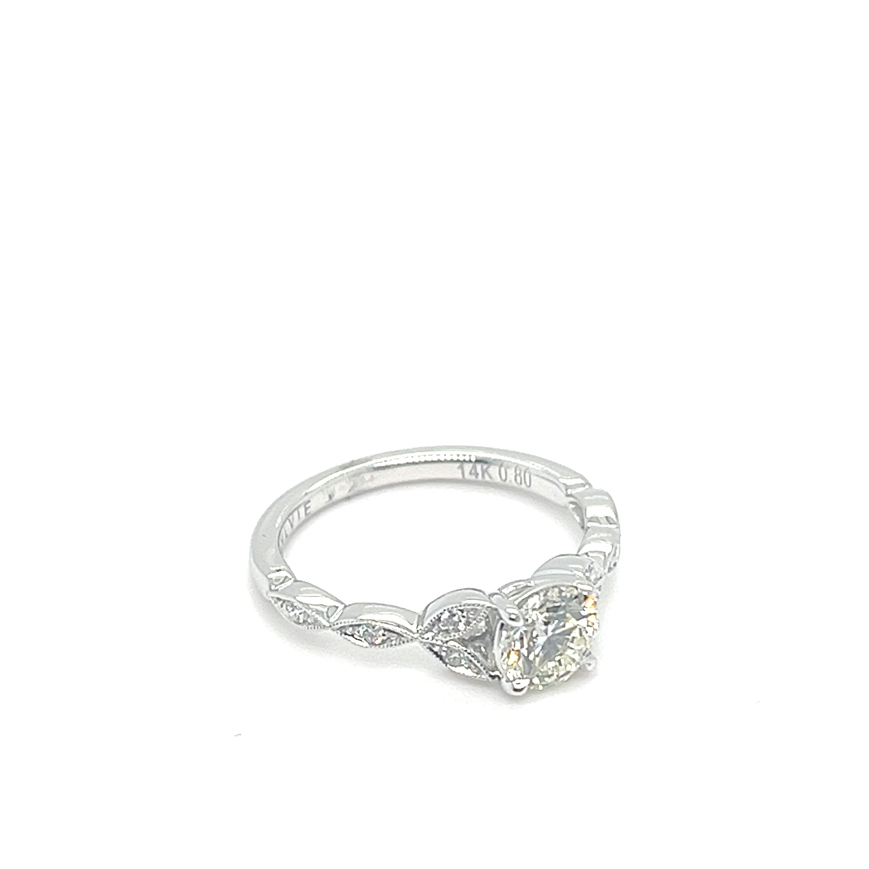 0.80CTR BR J-VS2 DIA/ 14KWG 0.08CTW BR MILIGRAIN ENG. RING