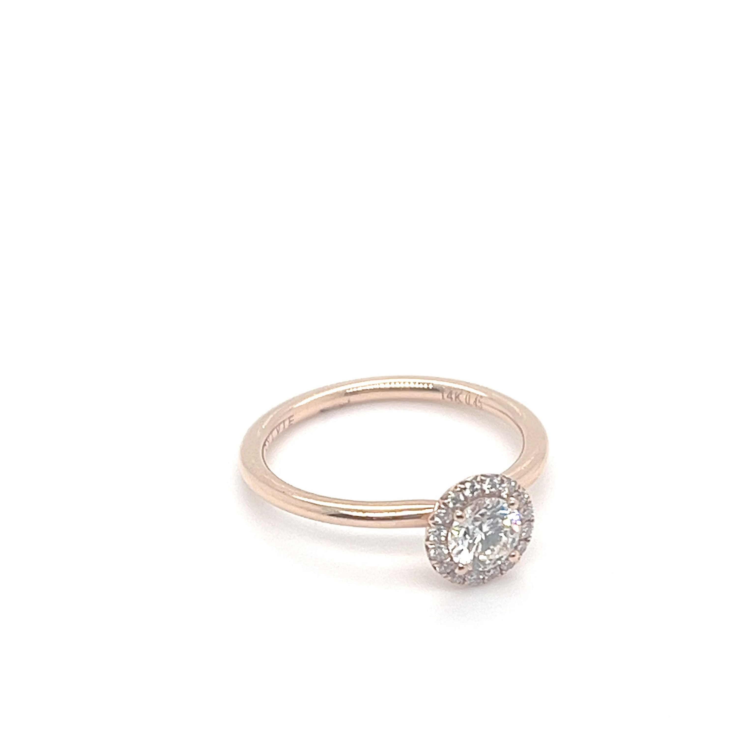 0.45CT BR I-SI2 DIA/ 14KRG 0.10CTW BR HALO ENG. RING