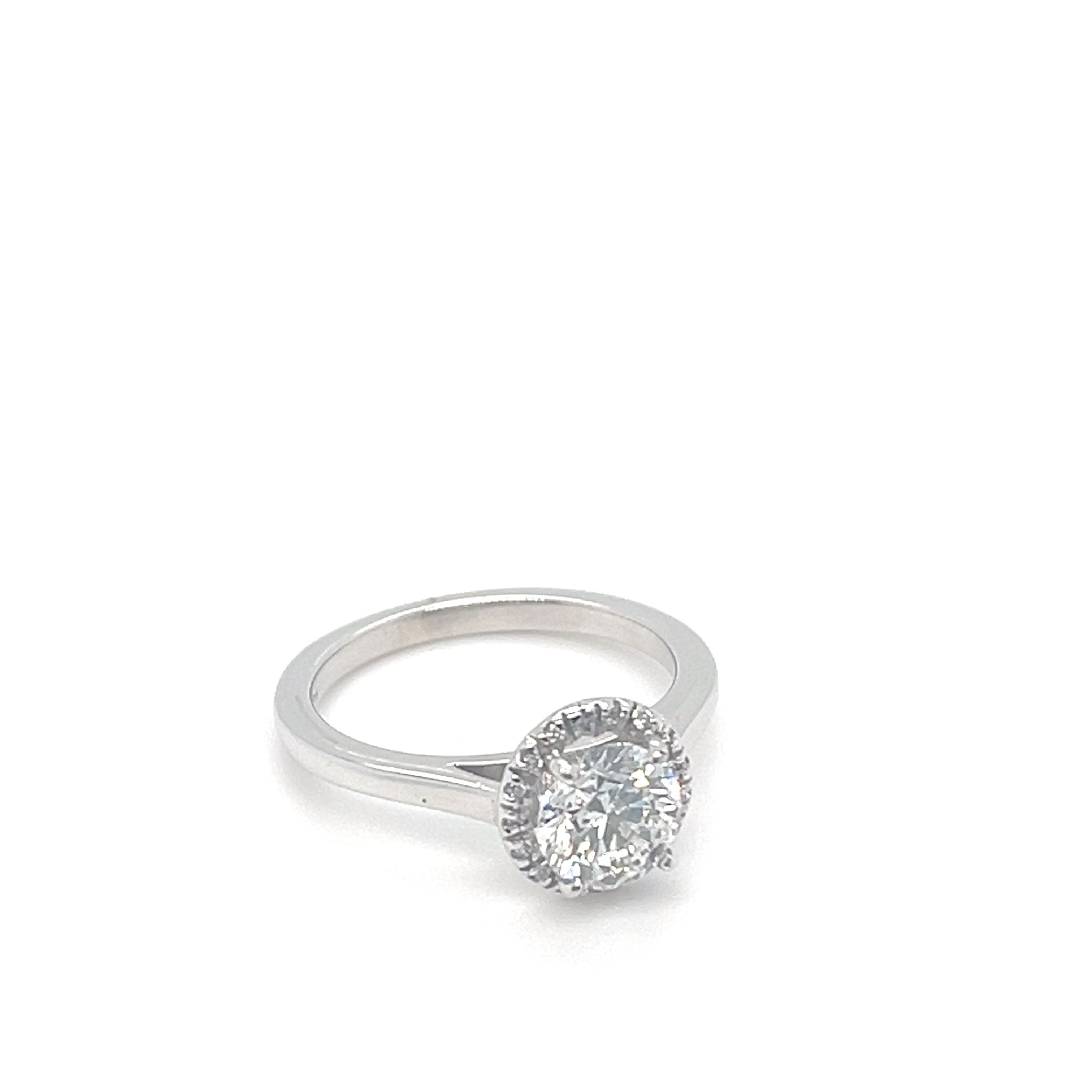 1.03CTW BR D SI2 /14KWG HALO ENG RING