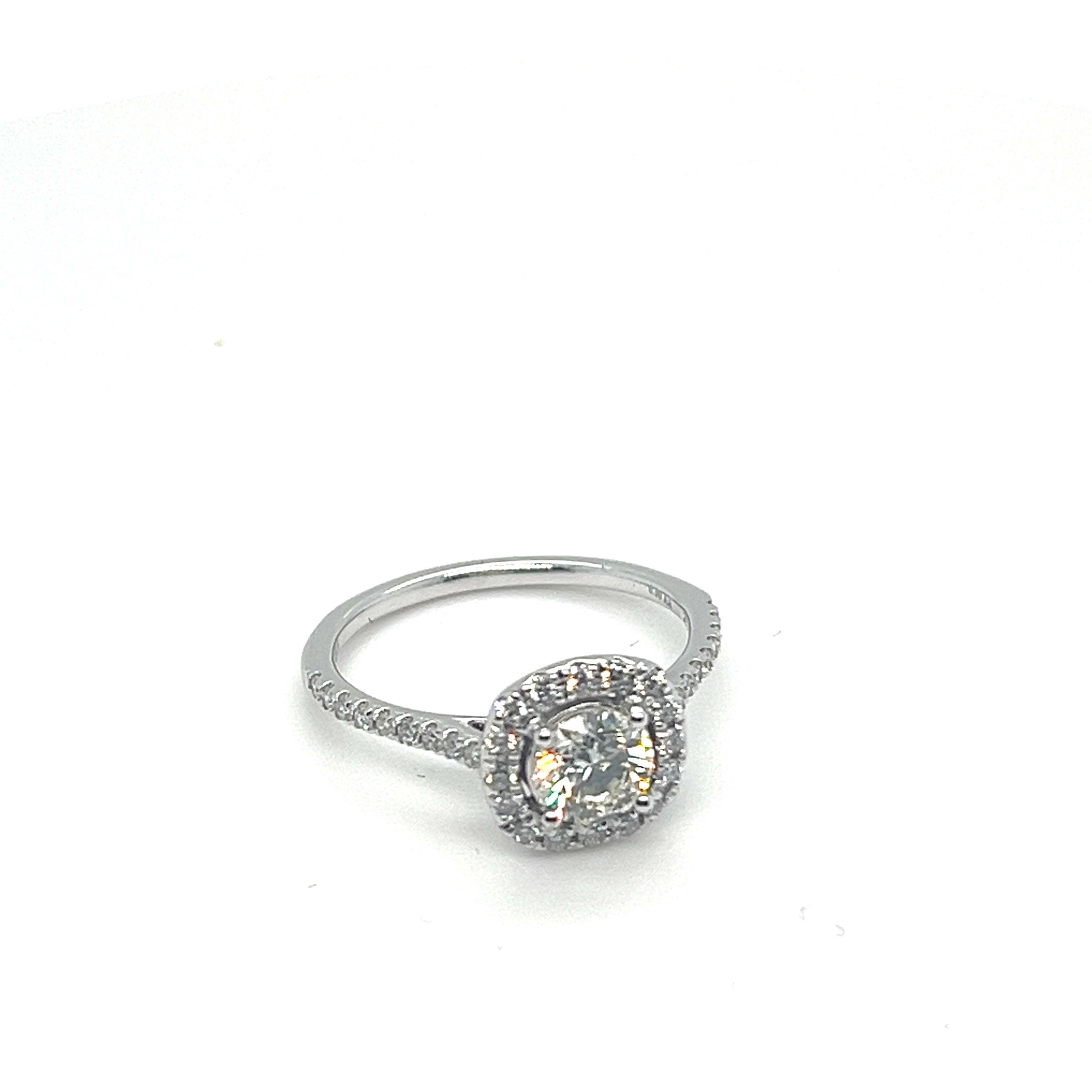 0.62CT BR I-VS2 DIA / 14KWG BR 0.30CTW DIA CUSHION HALO ENG RING