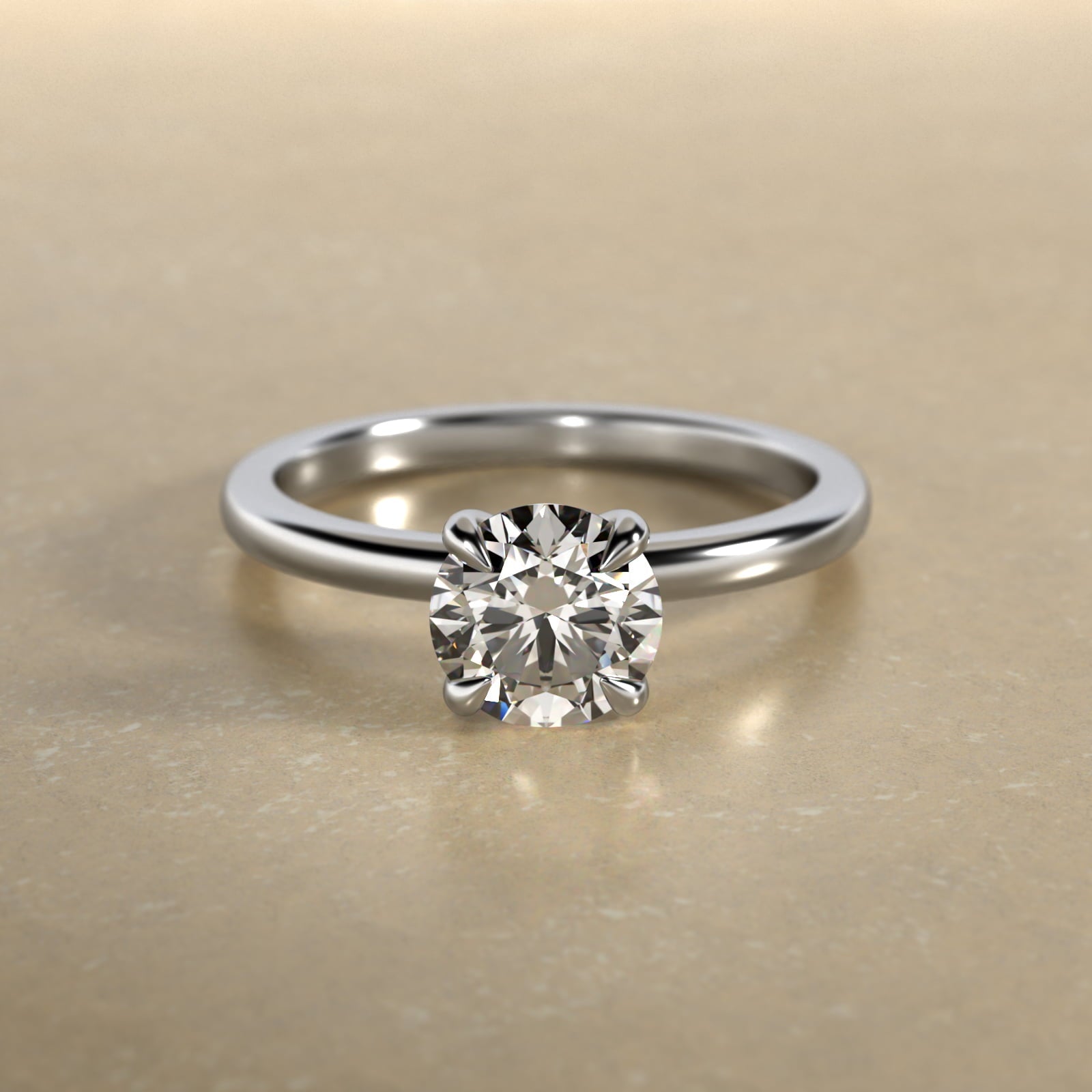Round 2 CT Certified Lab-Grown Diamond Claw Prong Flush Fit Engagement Ring in 14K White Gold