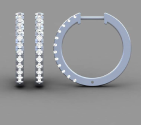 14KRG 0.52CTW BR LAB DIA HOOP EARRINGS