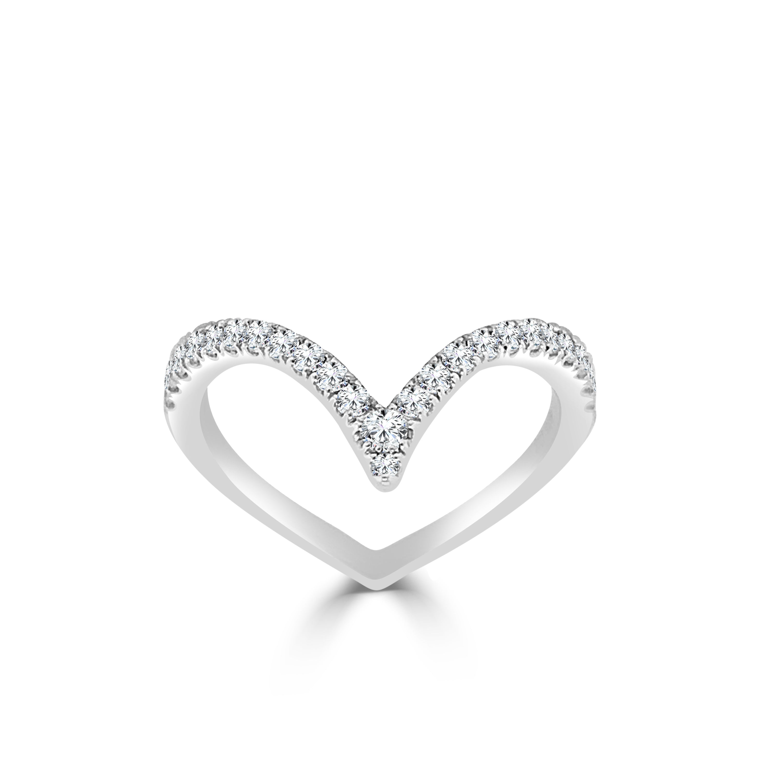 14KWG 0.38CTW BR DIA V SHAPE CURVED BAND SIZE 6