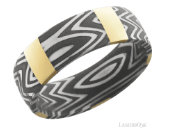 zebra-damascus/14kyg-br-0.45ctw-black-diamonds-7mm-wide-domed-band-with-4mm-vertical-yg-inlay-mens