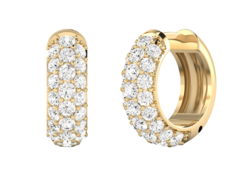 14kyg-2.00ctw-br-lab-dia-3-row-pave-domed-huggie-hoop-earrings