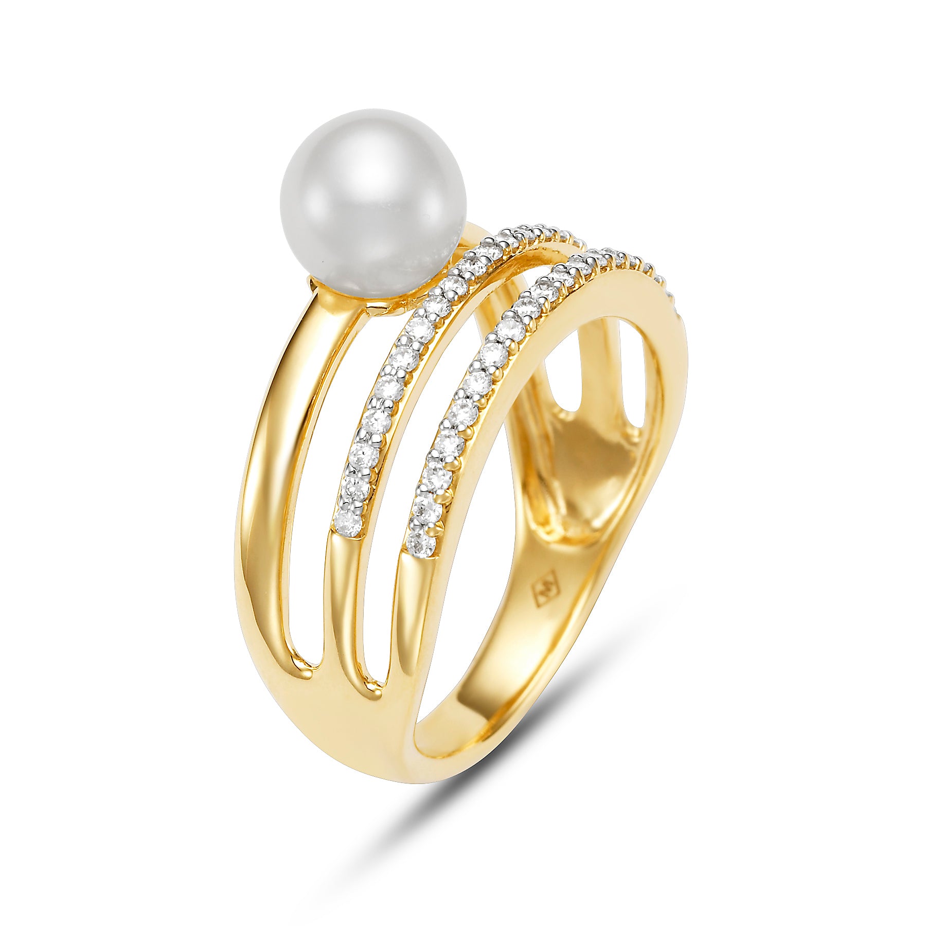 18kyg-6.5-7mm-freshwater-pearl-&-multi-row-0.26ctw-dia-fashion-ring.