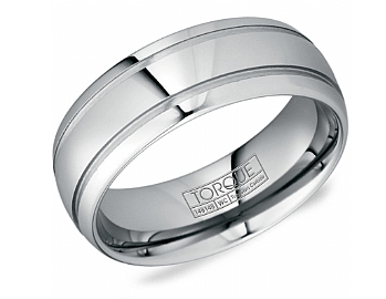 GREY TUNGSTEN CARBIDE 8MM ALL HP WITH GROOVES SZ 10