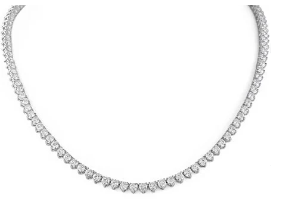 14KWG 25.18CTW BR LAB DIA 3 PRONG TENNIS NECKLACE