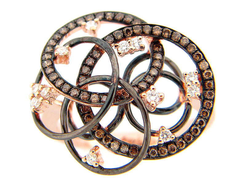 14KRG 0.58CTW BR AND BRWN DIA ENTWINE CIRCLE FASHION RING