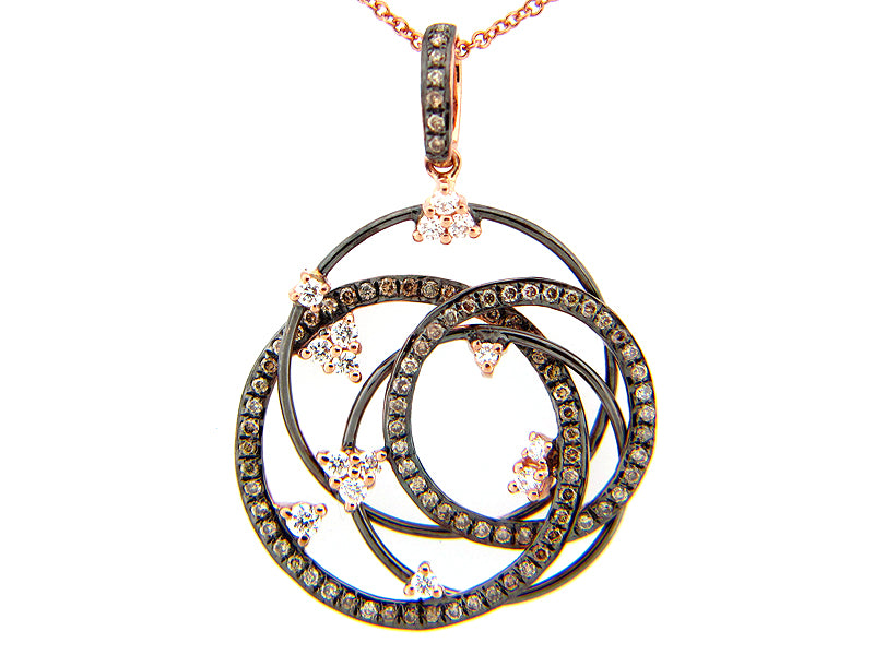 14KRG 0.61CTW BR AND BRWN DIA ENTWINED CIRCLE NECKLACE