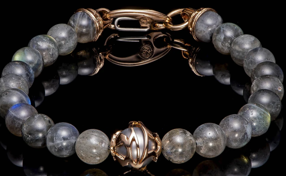 18KRG WITH NATURAL SOUTH SEA PEARL AND LABRADORITEL BEADS BRACELET