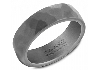 TANTALUM GREY 7MM FROSTED HAMMERED TOP MENS BAND  SIZE 8