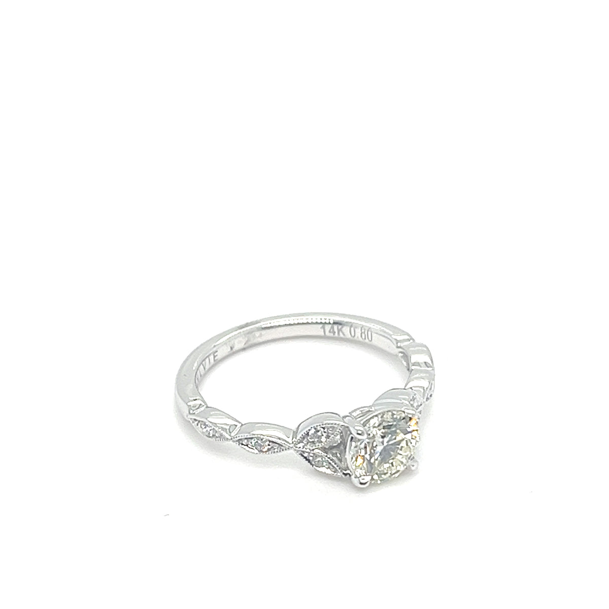 0.80CTR BR J-VS2  DIA/ 14KWG 0.08CTW BR MILIGRAIN ENG. RING