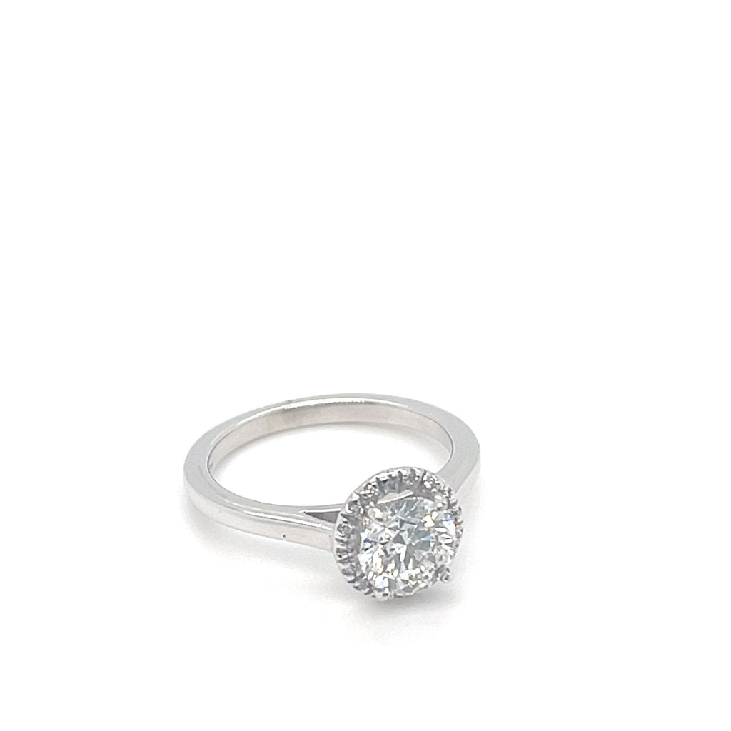 1.03CTW BR D SI2 /14KWG HALO ENG RING