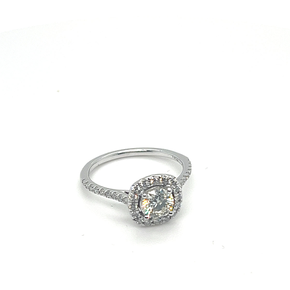 0.62CT BR I-VS2 DIA / 14KWG BR 0.30CTW DIA CUSHION HALO ENG RING