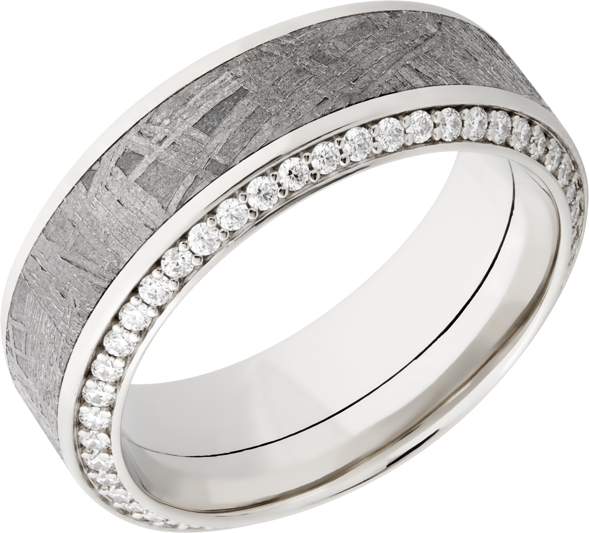 14k-white-gold-8.5mm-high-beveled-edge-band-with-on-inlay-that-is-4.5mm-wide-of-meteorite.-with-1.3