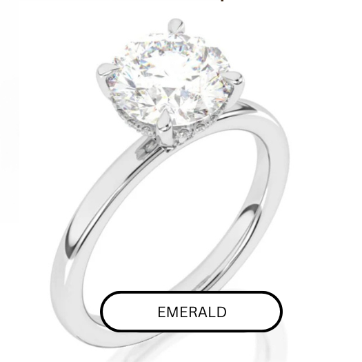 Diamond Under Halo Cathedral Engagement (Emerald)