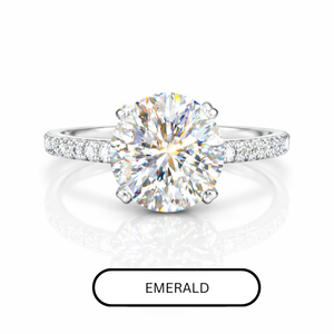 Diamond Under Halo Cathedral Engagement (Emerald)