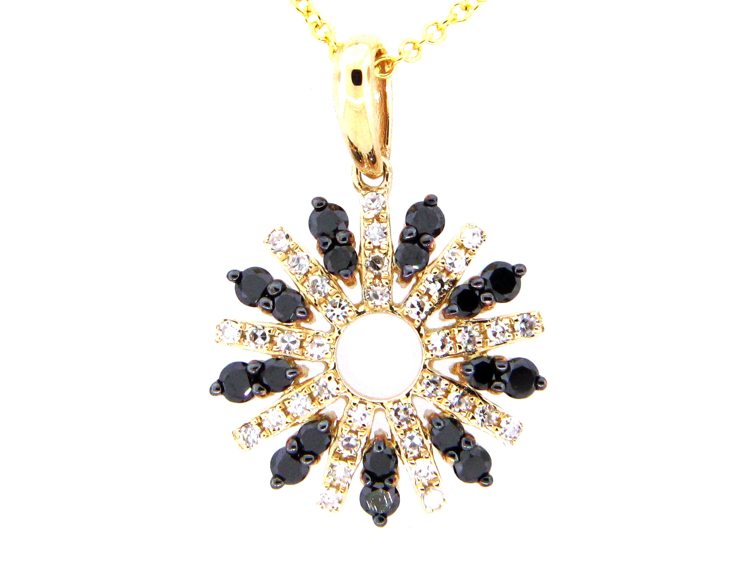 14kyg-0.49ctw-br-and-blk-sun-pendant-necklace