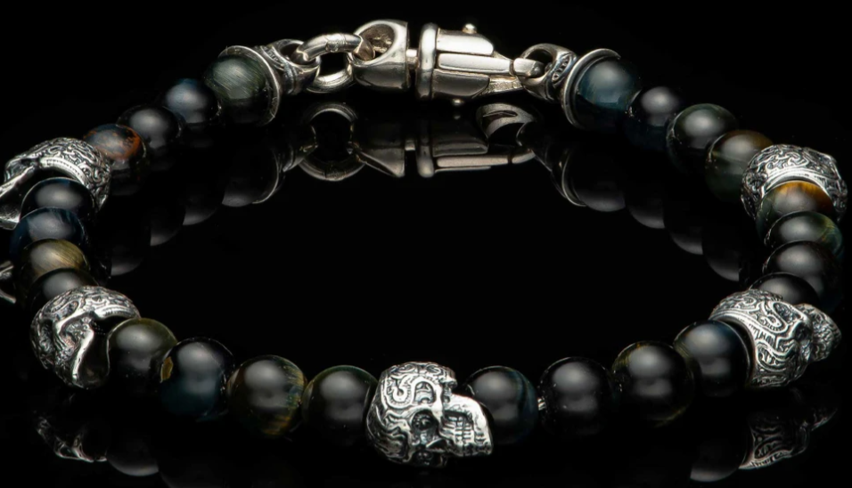 silver-sugar-skulls-tiger-eye-beads-bracelet