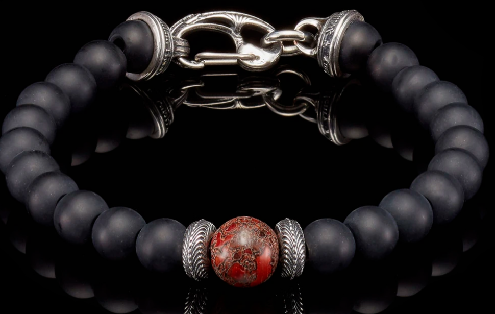 silver-dino-bone-centerpiece-with-blk-onyx-bracelet