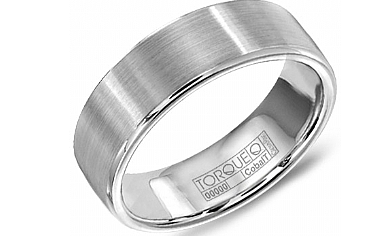 cobalt-white-7mm-sandpaper-top-high-polish-rounded-edges-mens-band--size-10