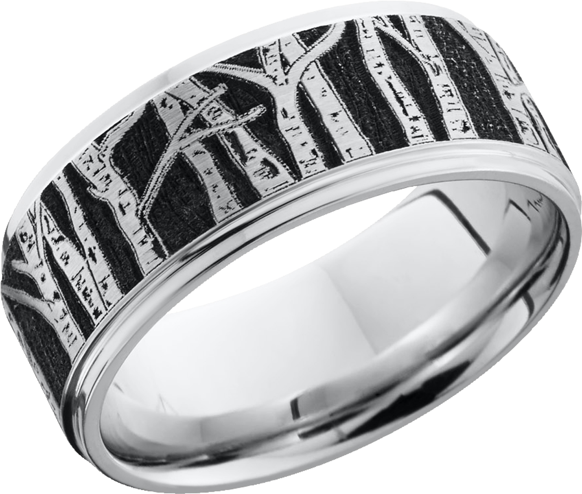 cobalt-chrome-9mm-flat-band-with-grooved-edges-with-a-laser-carved-pattern-of-the-las-vegas-skyline