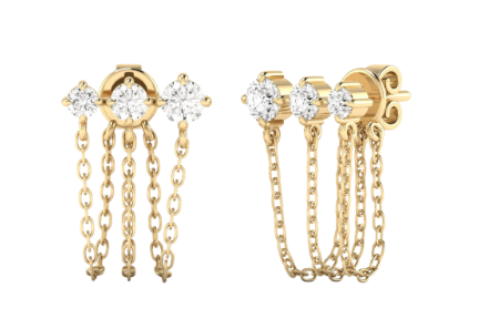 14kyg-0.75ctw-br-lab-dia-three-stone-triple-chain-earrings