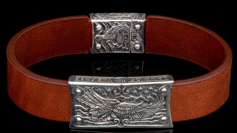 silver-art-magnetic-clasp-brown-leather-bracelet