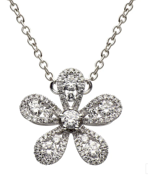 18KWG 0.54CTW BR DIA FLOWER PENDANT