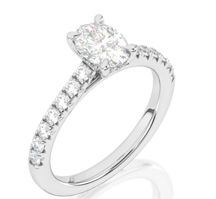 14KWG 0.49CTW BR DIA OV UNDER HALO AND CATHEDRAL HALFWAY DIA SHANK ENG RING