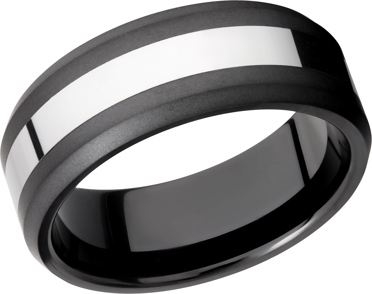 tungsten-ceramic-band-that-is-8mm-wide-with-a-beveled-edge.-the-center-of-the-band-is-silver-in-col