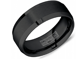 BLACK TUNGSTEN CARBIDE 8MM SANDPAPER CTR HP BEVEL EDGE SZ 10