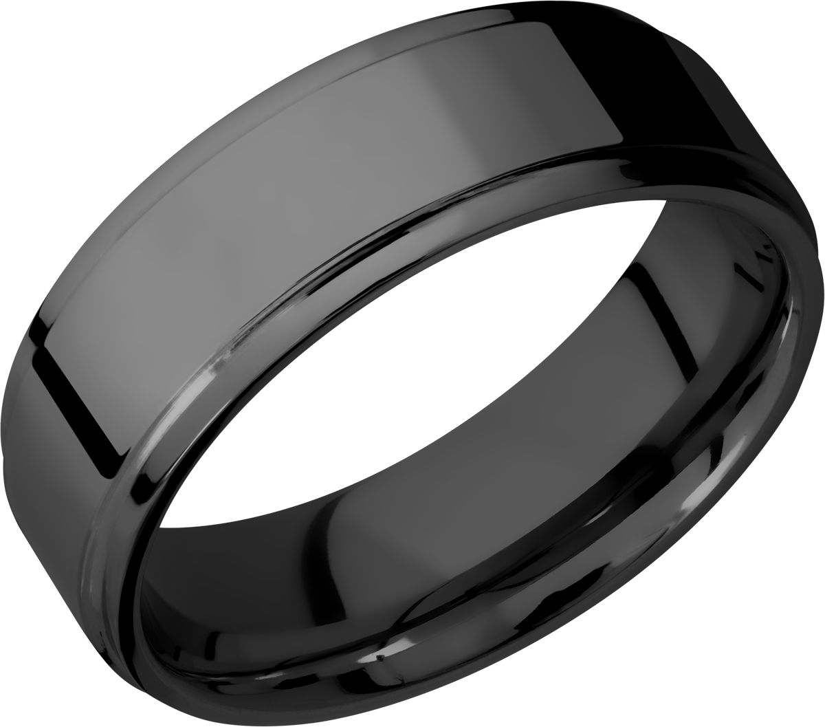 black-zirconium-7mm-flat-band-with-grooved-edges.-hammer/polish