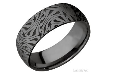 black-zirconium-8mm-domed-band-with-a-white-laser-carving-of-the-escher-1-pattern-with-a-cerakote-c