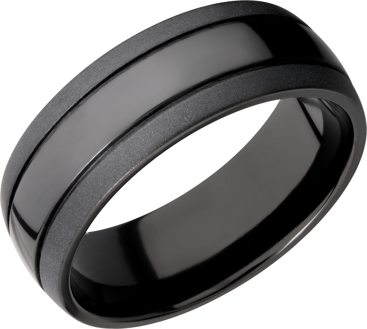 black-zirconium-8mm-domed-band-with-two-grooves-that-are-each-0.5mm-wide-spaced-out-over-the-top.-p