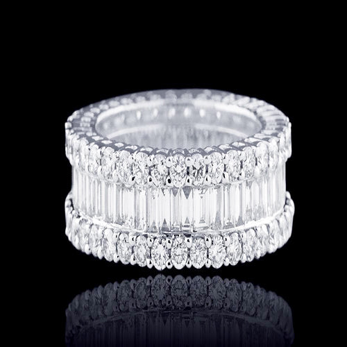 18KWG 3.11CTW BR AND EM 3 ROW ETERNITY BAND