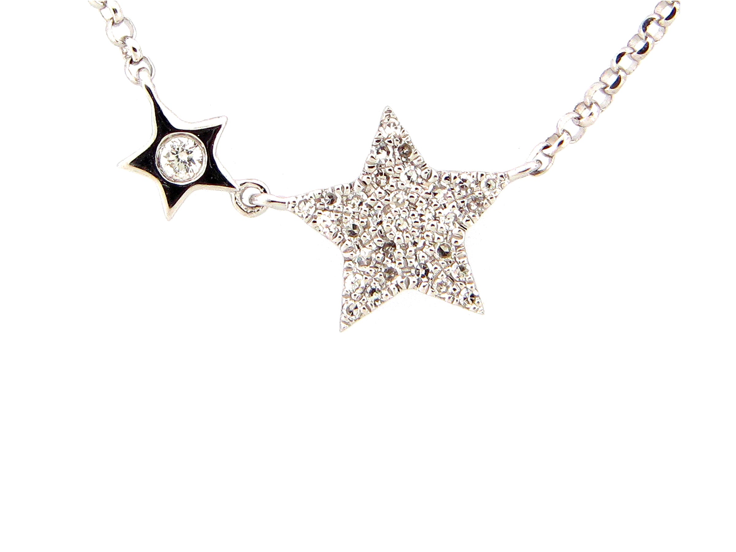 14KWG 0.07CTW BR DIA MOTHER&CHILD STAR NECKLACE