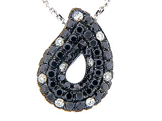 14KWG 1.23CTW BR AND BLK DIA OPEN PS CLUSTER PENDANT NECKLACE