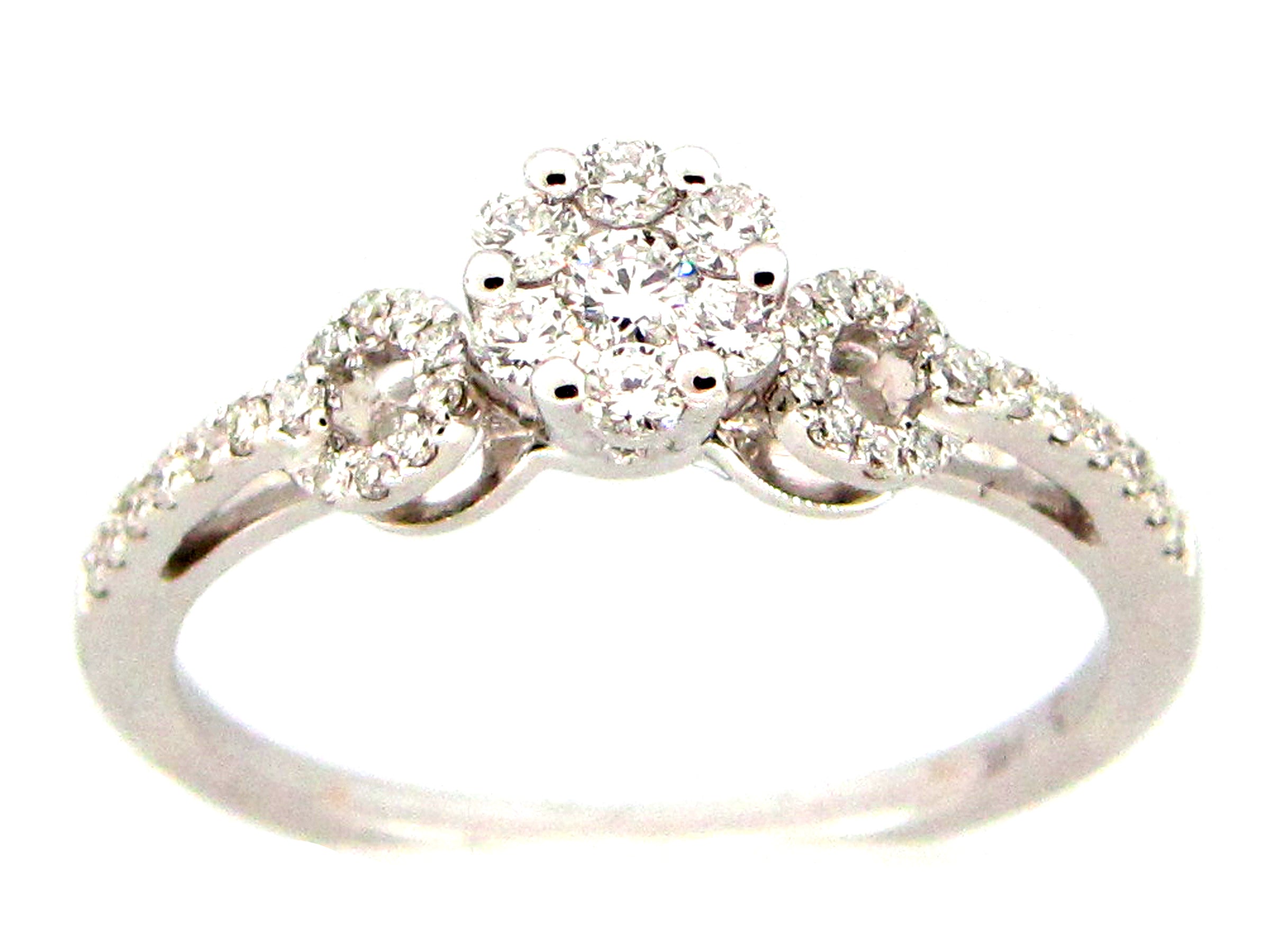 14KWG 0.35CTW BR DIA CLUSTER CENTER WITH O SIDES FASHION RING