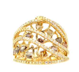 18KYG 1.79CTW BR AND PS FANCY DIA SNAKE WRAP AROUND LAYERED RING