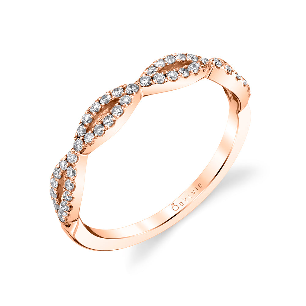 14KRG BR 0.27CTW DIA TWISTED STACKABLE BAND.