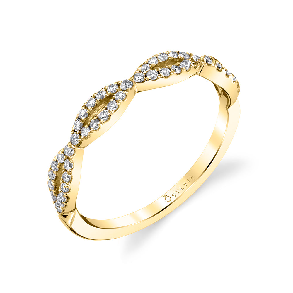 14KYG BR 0.27CTW DIA TWISTED  STACKABLE BAND.