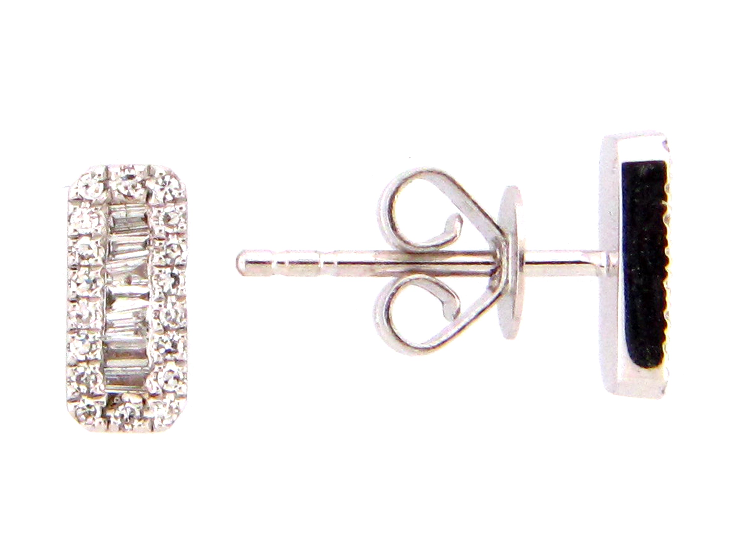14KWG 0.17CTW BR AND BAG DIA RECTANGLE HALO EARRINGS