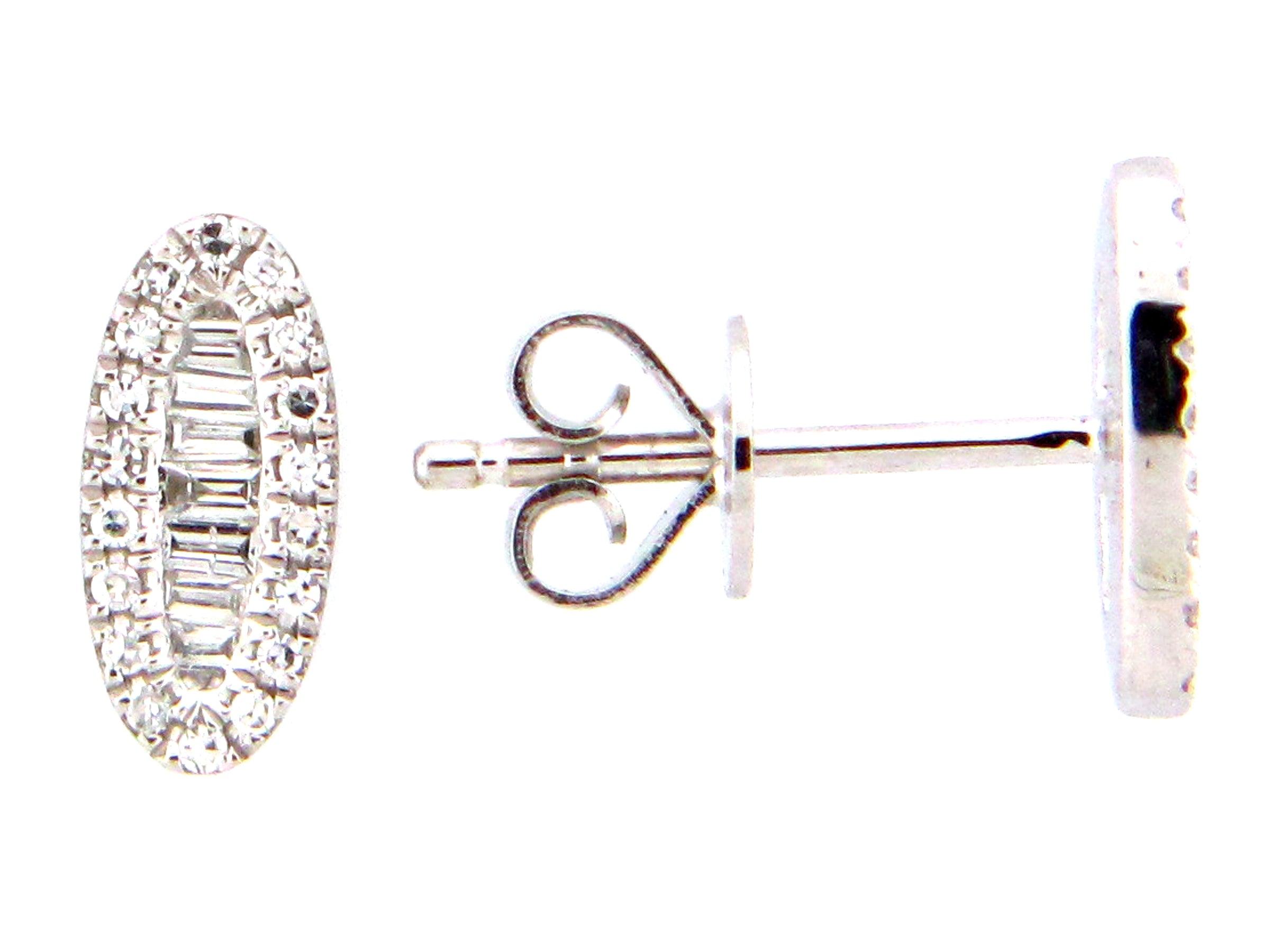 14KWG 0.19CTW BR AND BAG DIA OVAL HALO EARRINGS