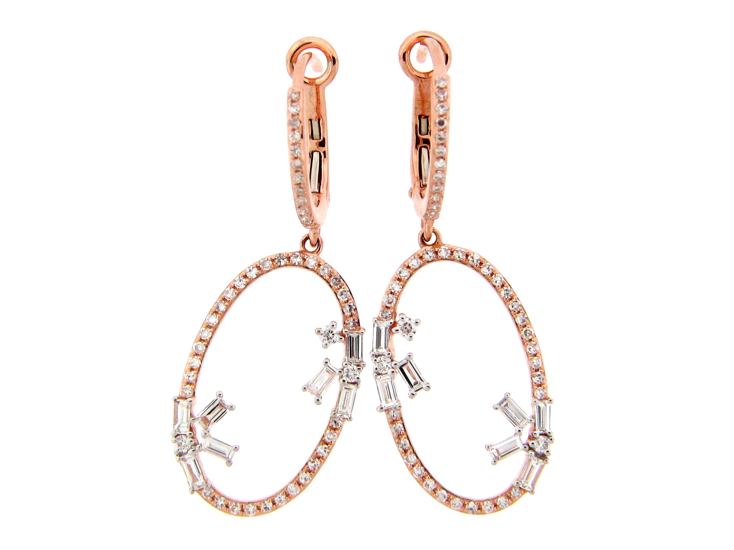 14KRG 0.77CTW BR AND BAG DIA OVAL FASHION EARRINGS
