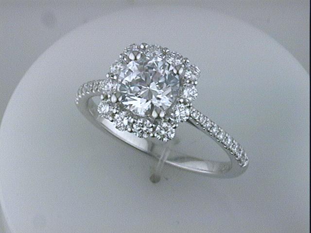 14KWG BR 0.53CTW DIA OVAL PRONG SET HALO & BAND ENG RING.7.5X5.5 CENTER  ***OVAL***