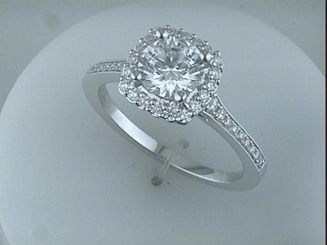 14KWG BR 0.34CTW DIA CU HALO PRONG SET ENG RING.1CT CENTER