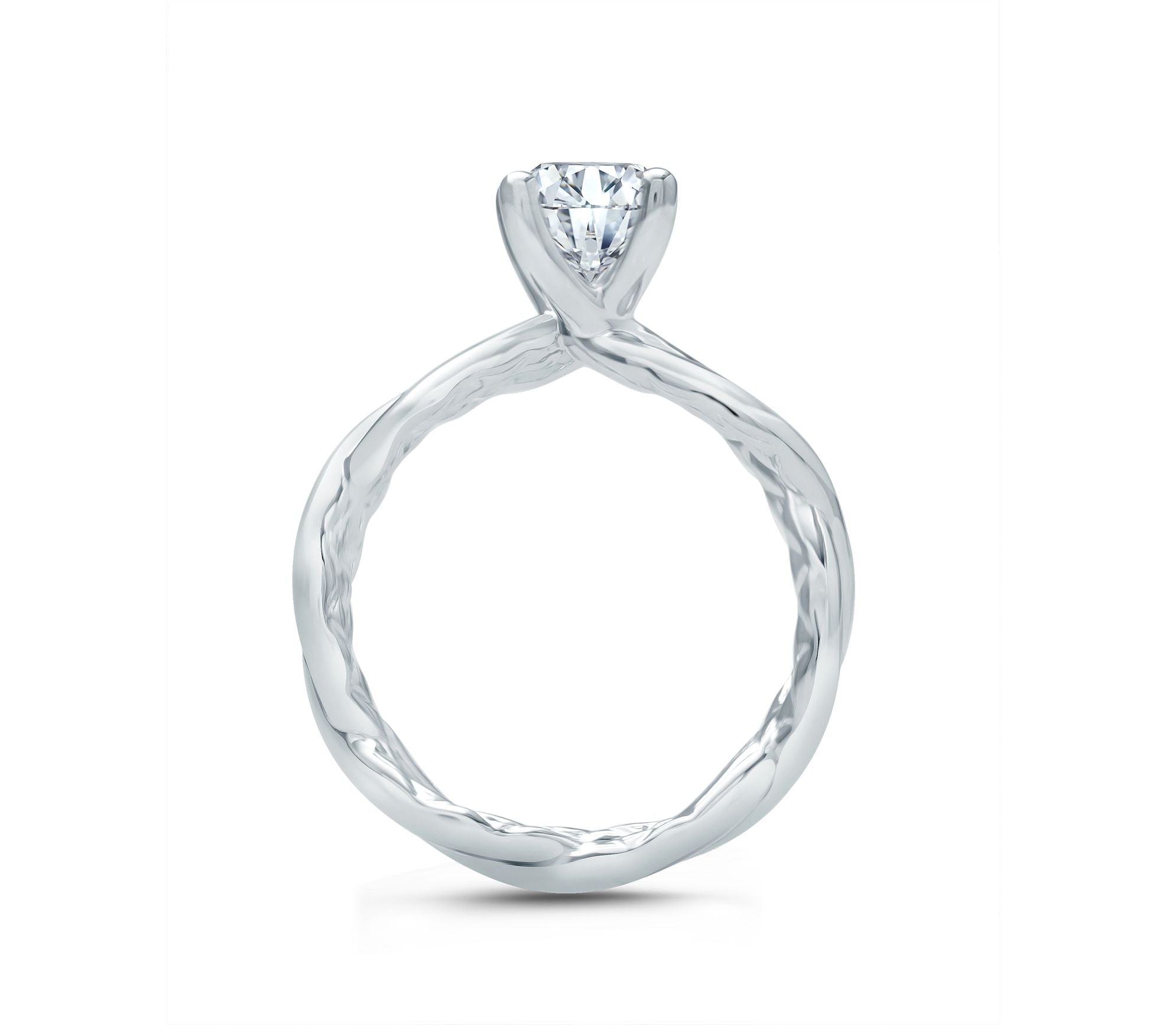 14KWG HP OPEN TWIST SHANK ENG RING.  1.00 CT CENTER