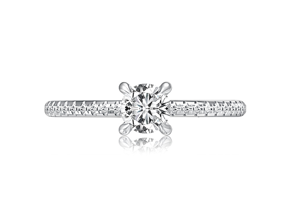 14KW/RG 0.26CTW BR DIA UNDER HALO DIA SHANK W RG QUILT ACCENT ENG RING                3.00CT BR CNTR